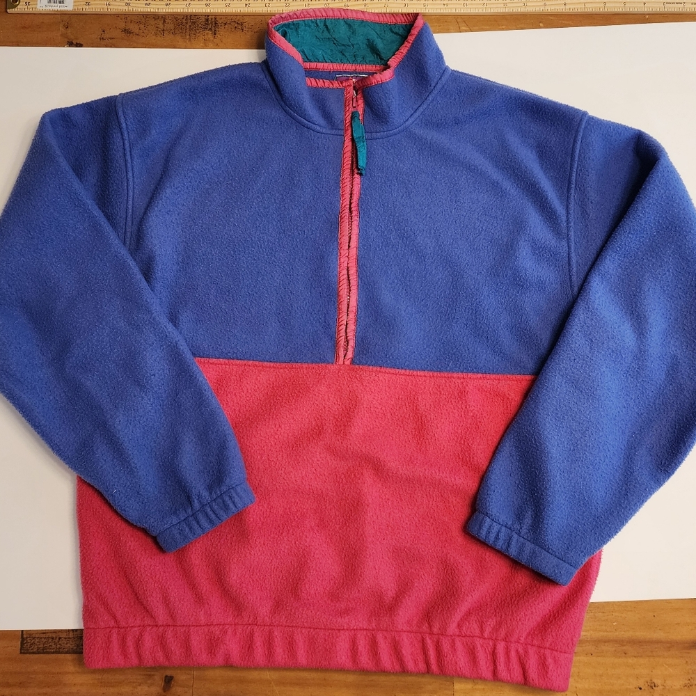 Vintage 90's Colorblock Purple, Pink, Teal Pullovet Fleece Sweatshirt